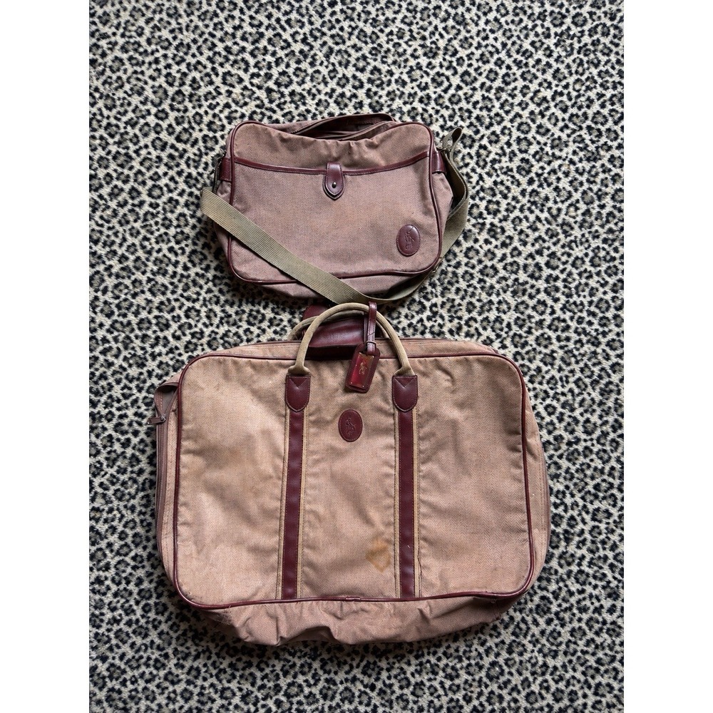 Lot 2 VTG Ralph Lauren Polo Travel Bags Duffel Carry On Repair Repurpose‎ AS iS